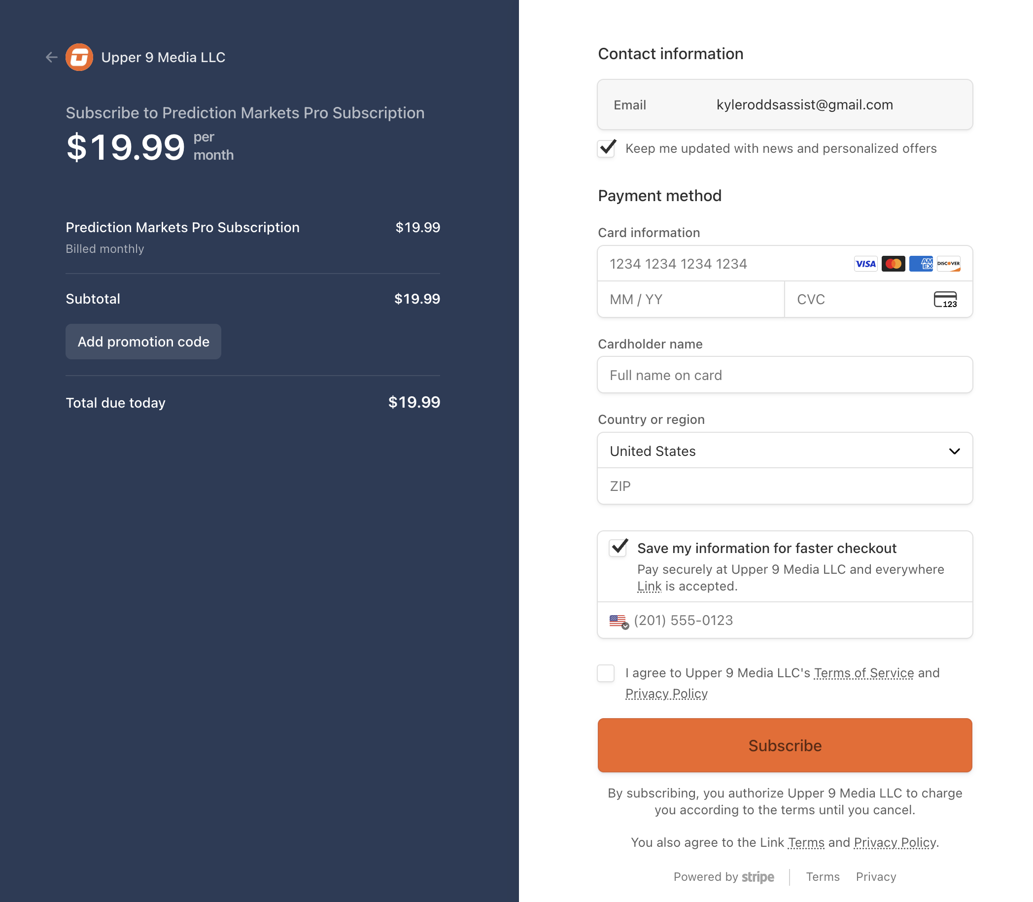 Prediction Markets Pro sign up page